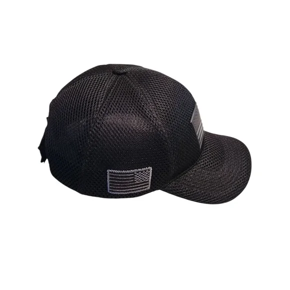 American Flag Black Mesh Baseball Cap  Adjustable‎ Trucker Hat Men - Picture 2 of 5